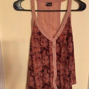 Pink and Purple Zigzag Pattern Top with Studded Detail Medium